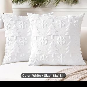 White Holiday Throw Pillow Set
